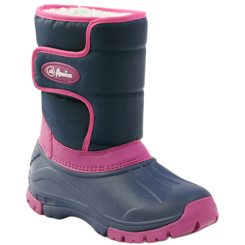 Winterstiefel superleichte American Club Stiefel navy blau rosa