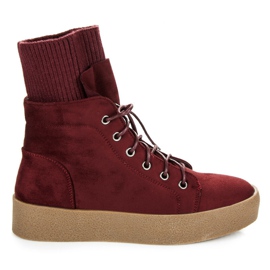 Ideal Shoes Kastanienbraune Creepers-Stiefel rot