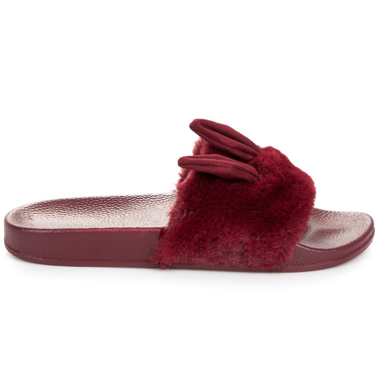 Queen Vivi Kastanienbraune Flip-Flops mit Fell und Ohren rot