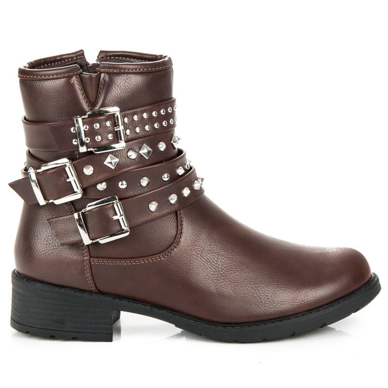 Ptpt Rockstiefel mit Strasssteinen braun