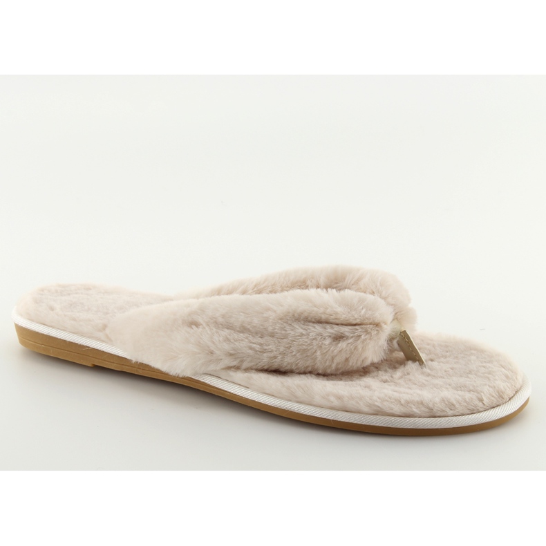 Flip-Flops mit beige-beigem Fell