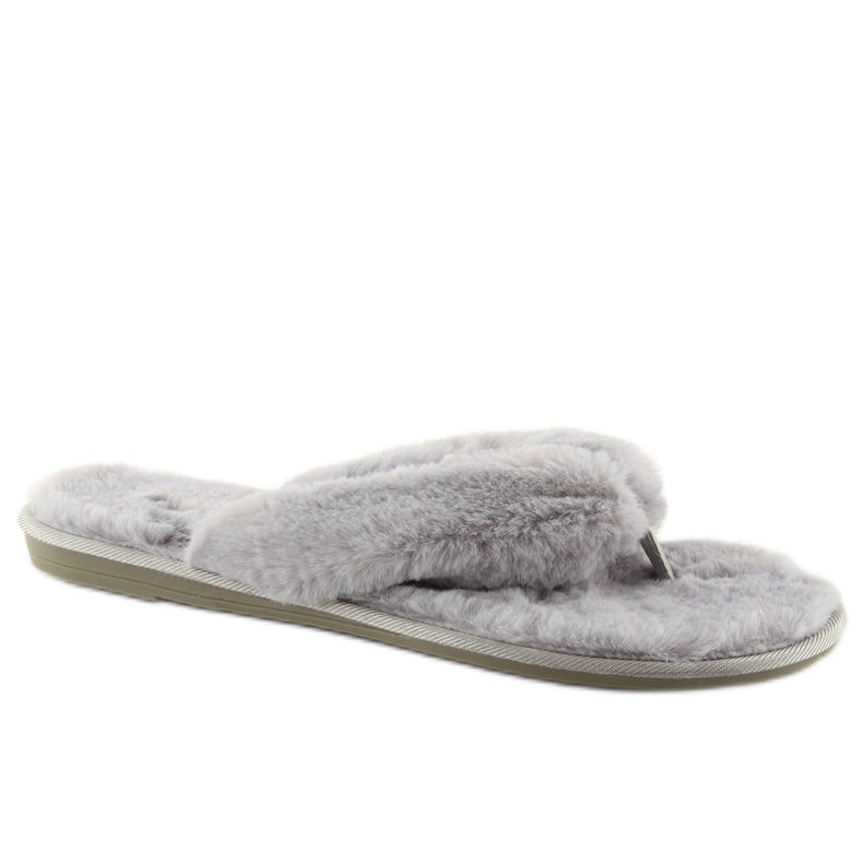 Graue Flip-Flops mit Pelz lb17-36 grau
