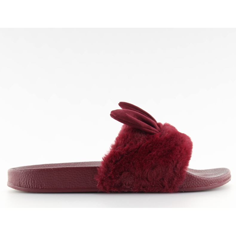 Hausschuhe mit Fell und kastanienbraunen Ohren rot