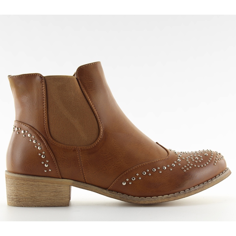 Braune Chelsea Boots mit Nieten, Camel
