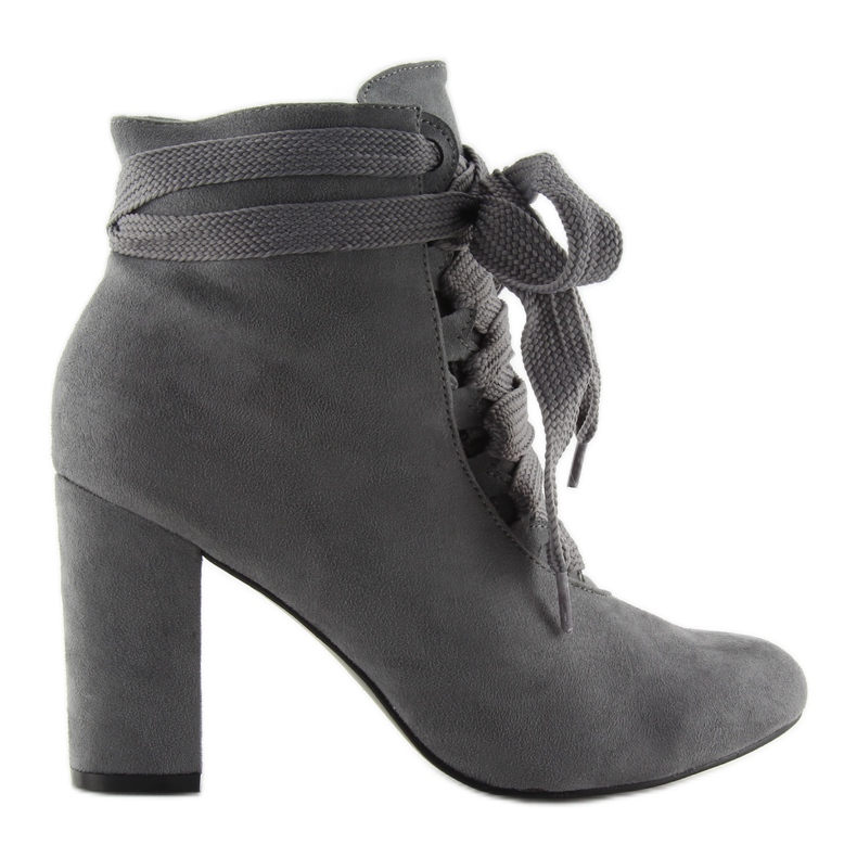 Graue Schnürstiefel auf hohem Absatz Bs083
