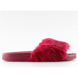 Burgund Hausschuhe mit Pelz zy383-007-1 Wein rot