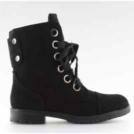 Schwarze Arbeitsstiefel mit Schnürung 8901 Schwarz