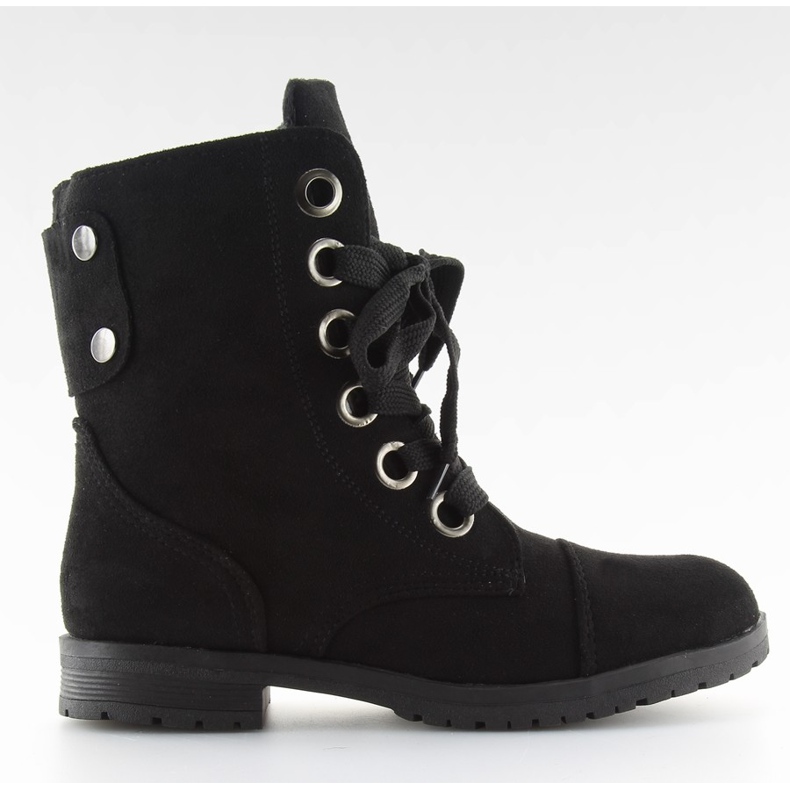 Schwarze Arbeitsstiefel mit Schnürung 8901 Schwarz