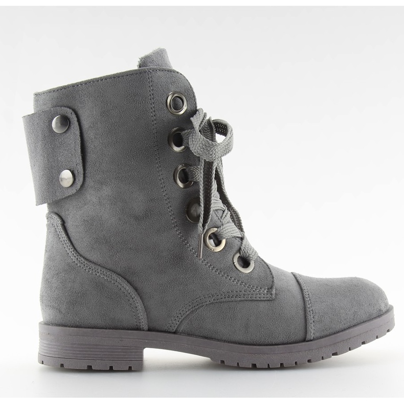 Graue Arbeitsstiefel mit Schnürung 8901 grau