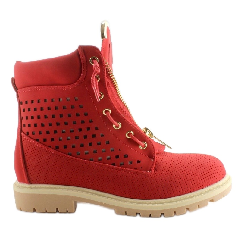 Durchbrochene Balmanas, goldener Reißverschluss, rot R103 Rot