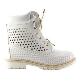 Durchbrochener Balsam, goldener Reißverschluss, weiß R103 Weiß