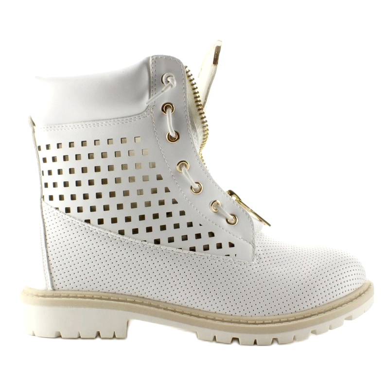 Durchbrochener Balsam, goldener Reißverschluss, weiß R103 Weiß