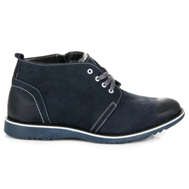 Lucca Lederstiefel mit Schaffell blau