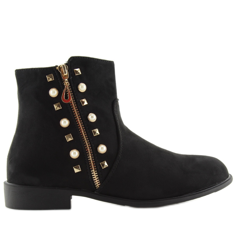 Schwarz Boots mit Perlen schwarz 30708 schwarz