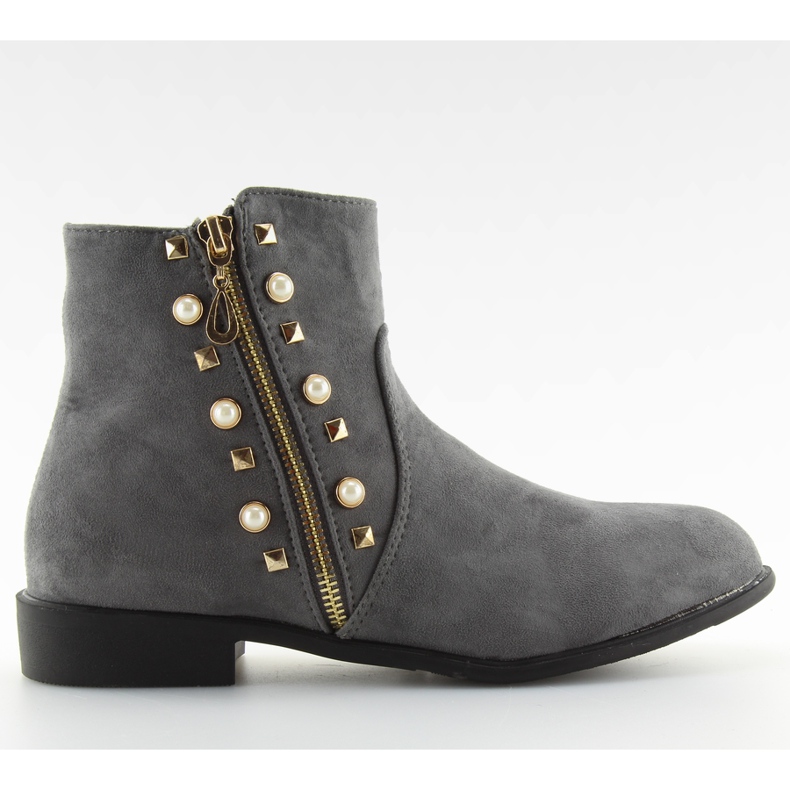 Stiefel mit grauen Perlen 30708 grau