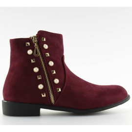 Boots mit Perlen bordeaux 30708 rot mehrfarbig