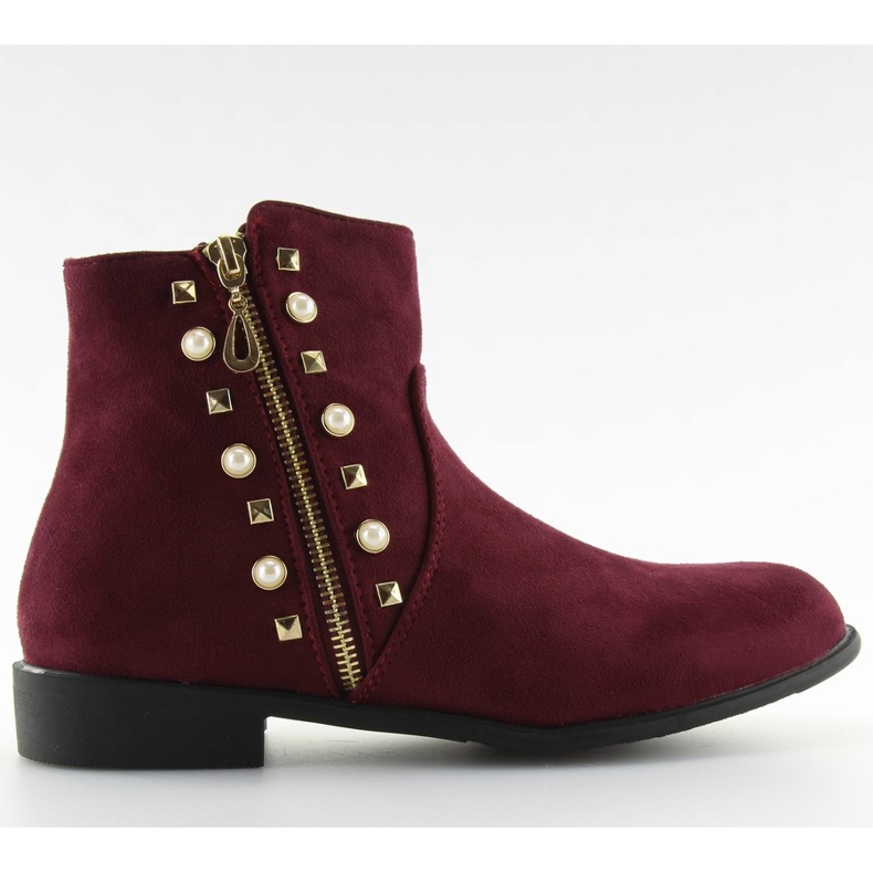 Boots mit Perlen bordeaux 30708 rot mehrfarbig
