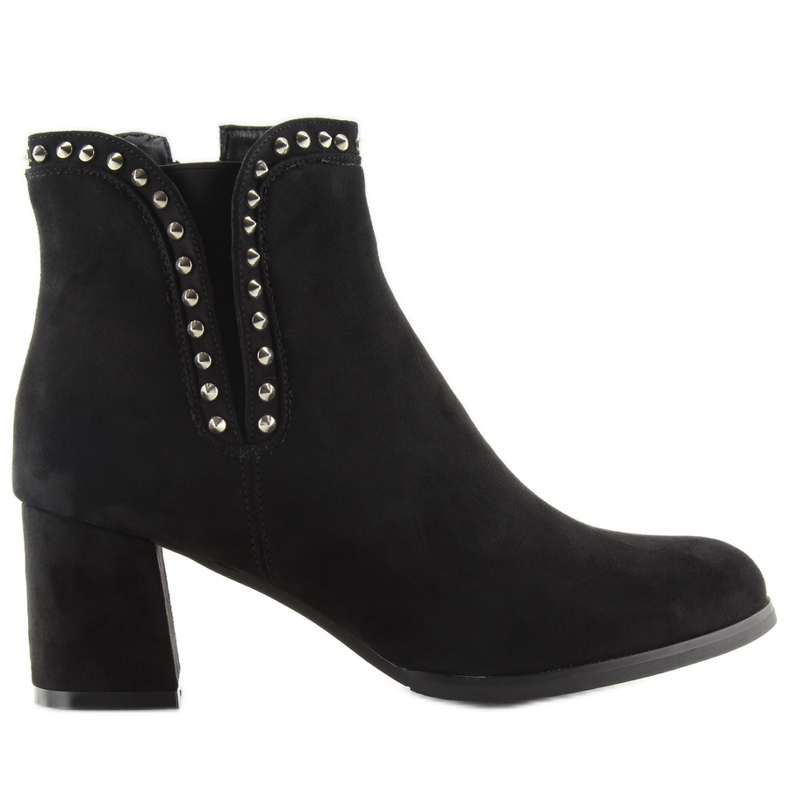 Schwarze schwarze Stiefel auf hohem Absatz