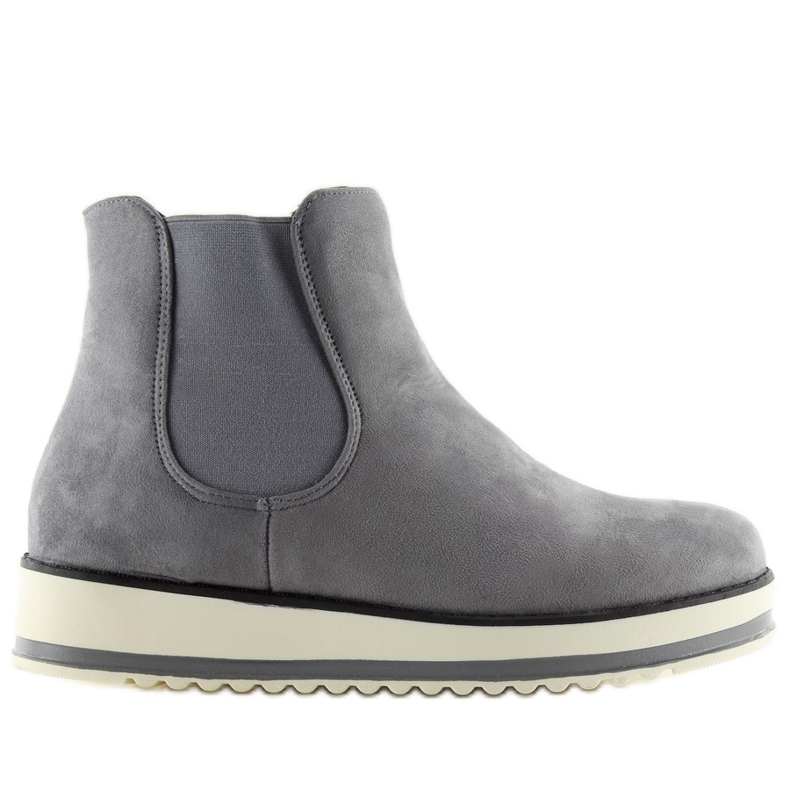 Chelsea-Stiefel mit hoher Sohle Grau K-105