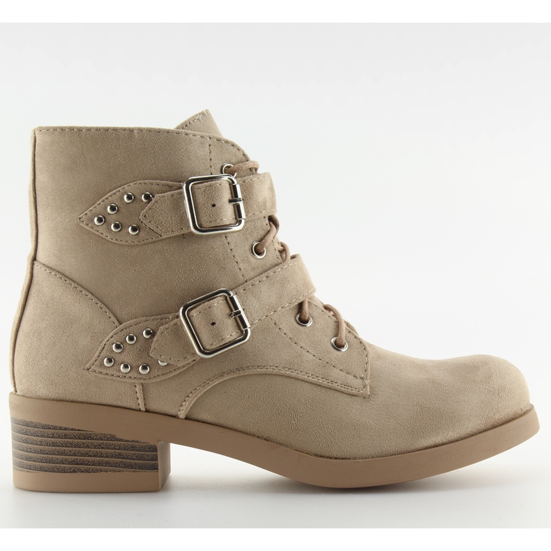 Schnürstiefel mit beige-beigen Schleifen