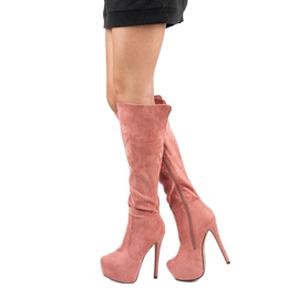 Comer Plateaustiefel aus Wildleder rosa