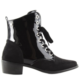 Schnürstiefel Schwarz lackiert Schwarz