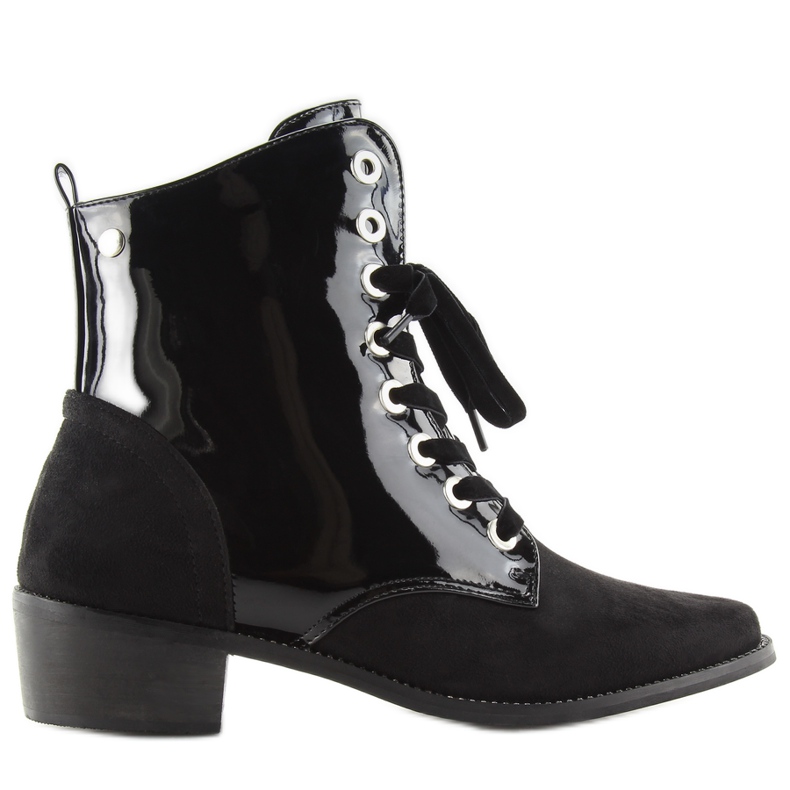 Schnürstiefel Schwarz lackiert Schwarz