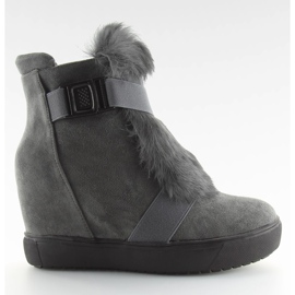 Graue Turnschuhe mit Pelz 3123 D. grau