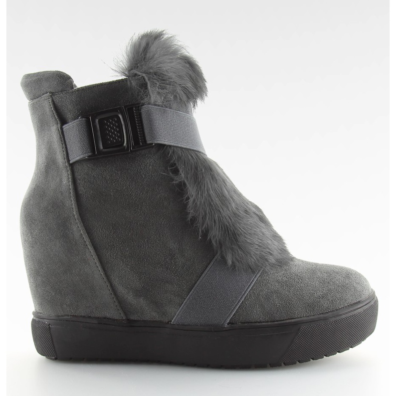 Graue Turnschuhe mit Pelz 3123 D. grau