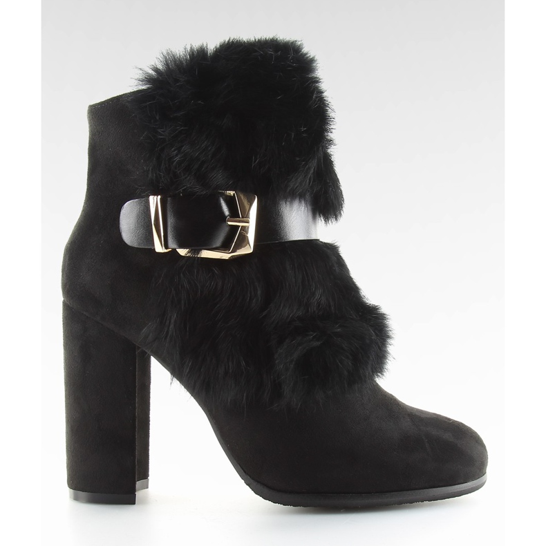 Schwarze Stiefel auf hohem Absatz mit Pelz schwarz 1316 Schwarz