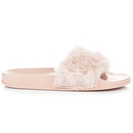 Queen Vivi Beige Hausschuhe mit Fell