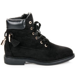 Ideal Shoes Wildlederarbeiter Mit Einem Band Gebunden schwarz