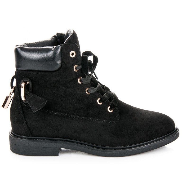 Ideal Shoes Wildlederarbeiter Mit Einem Band Gebunden schwarz