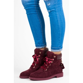 Ideal Shoes Maroon Workers mit einem Band gebunden rot