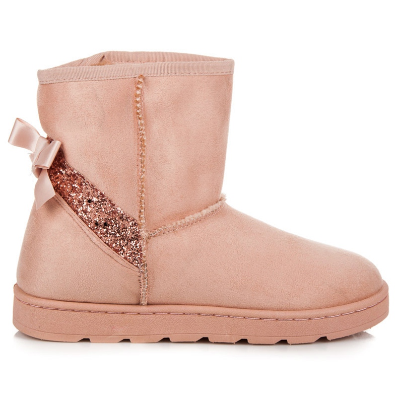 Vices Schneestiefel aus Fell mit Glitzer rosa