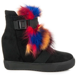 Vices Keilstiefel mit Fell schwarz