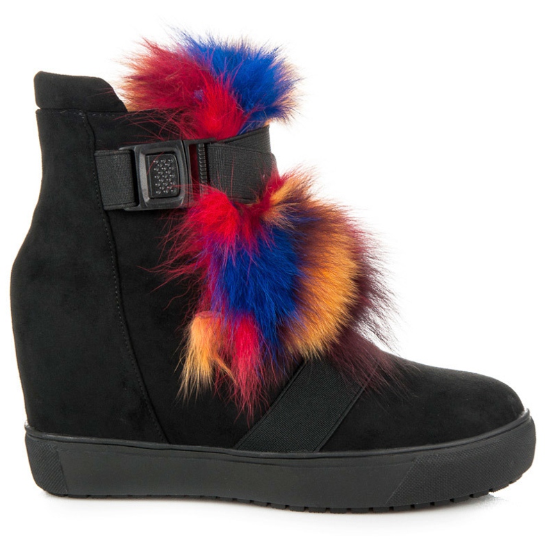 Vices Keilstiefel mit Fell schwarz