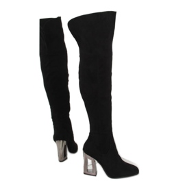 Schwarze Overknee-Stiefel DD37p schwarz