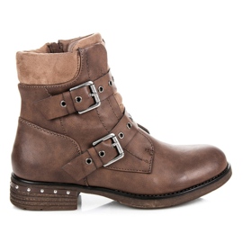 Kayla Stiefel mit flachem Absatz braun