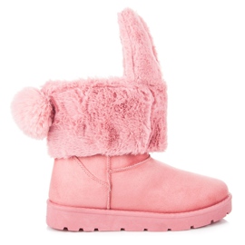 Schneestiefel mit abnehmbaren Ohren und Bommel rosa