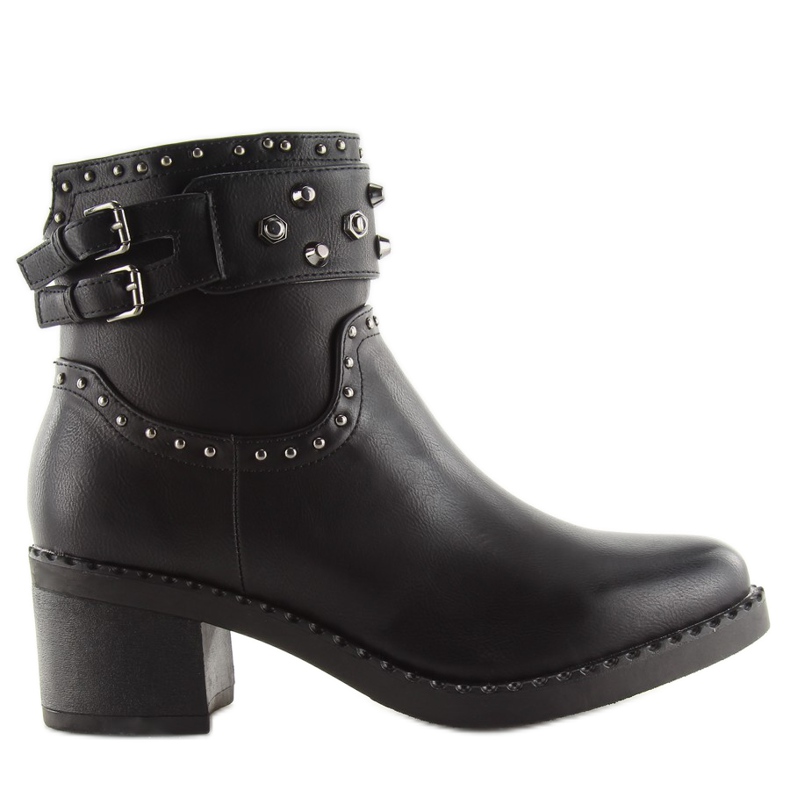 Schwarze Stiefel mit breitem Absatz 8663 schwarz
