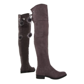 Mokka-Musketierstiefel mit Bommeln mehrfarbig braun