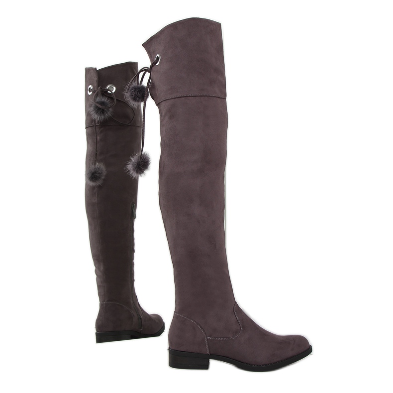 Mokka-Musketierstiefel mit Bommeln mehrfarbig braun