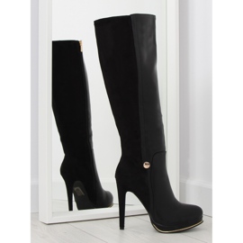 Schwarze JU860 schwarze Plateaustiefel