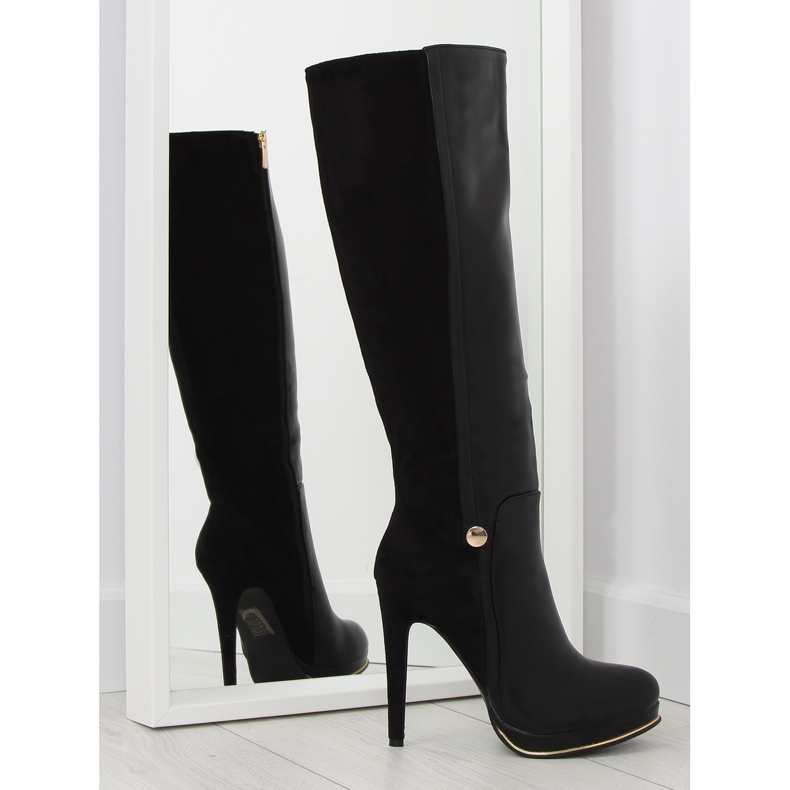 Schwarze JU860 schwarze Plateaustiefel