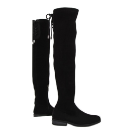 Schwarze Overknee-Stiefel mit flexiblem Schaft