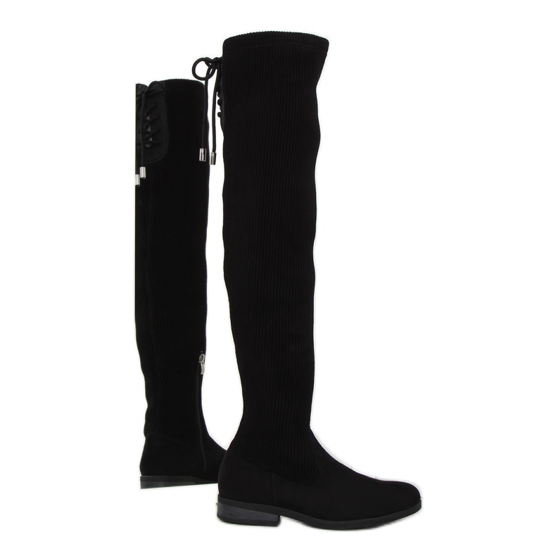 Schwarze Overknee-Stiefel mit flexiblem Schaft