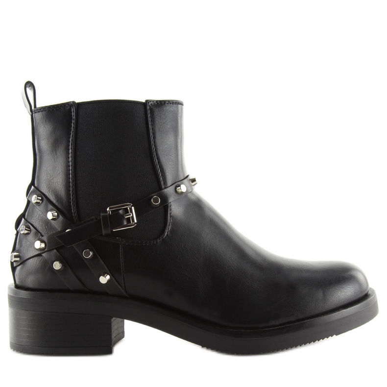 Chelsea-Stiefel für Damen mit Nieten Schwarz E4917