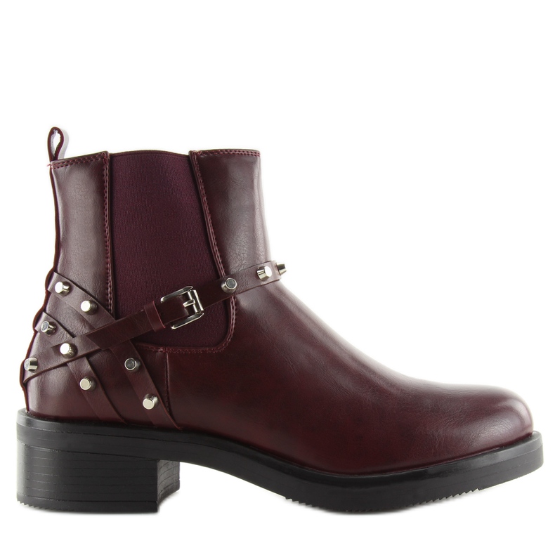 Weinrote Damenstiefel mit Nieten