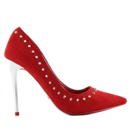 Wildleder-Heels mit Nieten rot nf-04p Rot